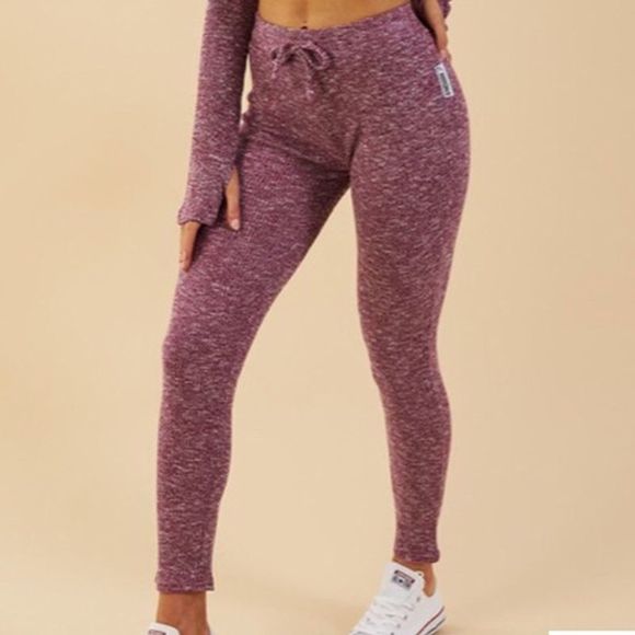 Gymshark Pants - GymShark Slounge Pants Plum Marled Knit Leggings